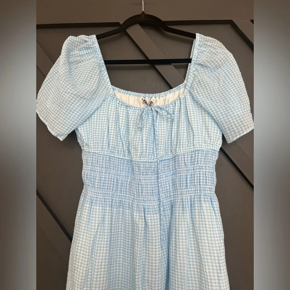 Ciao Lucia Light Blue Gingham Midi Dress - Picture 7 of 10
